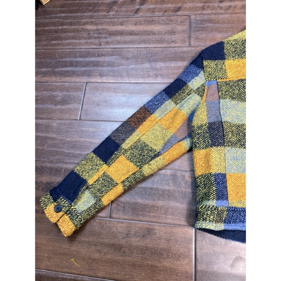 House Of Harlow 1960 Cropped Jacket Flannel Shacket | Blue Yellow | Size Medium - Picture 13 of 16
